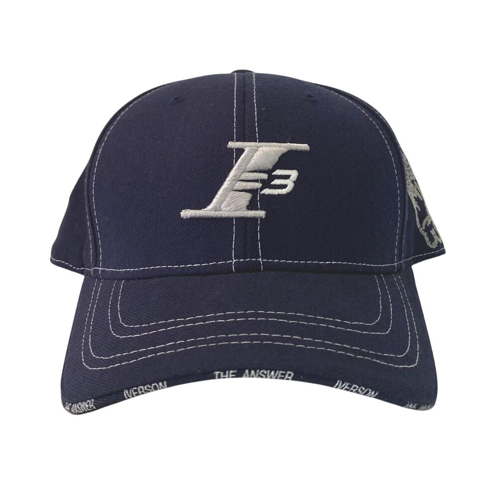 Mens Reebok Legend Allen Iverson Fitted Ball Hat Cap The Answer Blue Size 7 1/8